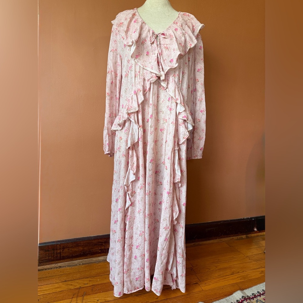 Spell & The Gypsy Collective Fleur Ruffle Floral Maxi Gown — Pink Champagne L - Picture 5 of 14